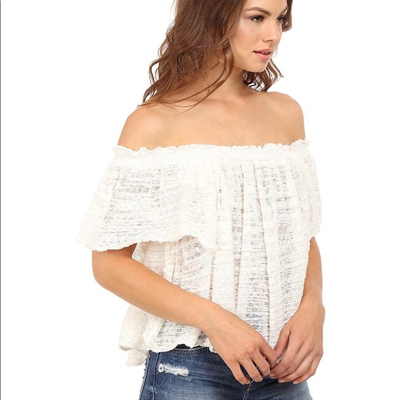 Free People Thrills & Frills Off The Shoulder Top - Picture 5 of 7